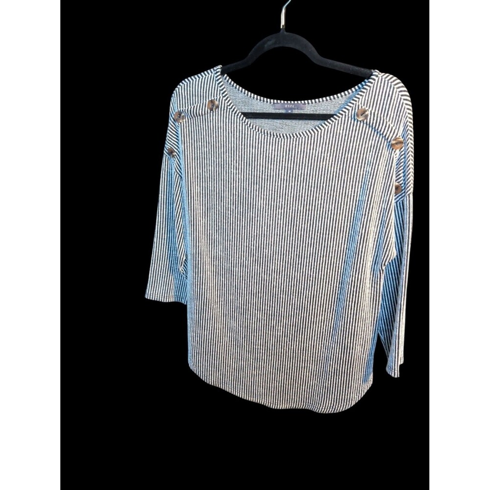 Gyft Black & White Striped Top Soft Rayon- Size M